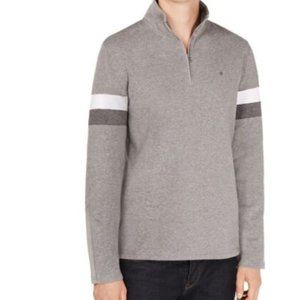 Calvin Klein Mens Striped Sleeve Sweatshirt, Grey, Large